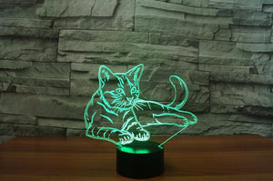 Adorable 3D Cat Optical Illusion LED Lamp with & Colors