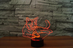 Adorable 3D Cat Optical Illusion LED Lamp with & Colors