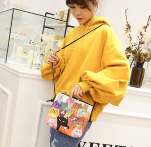 Meowna Lisa Cartoon Cat Leather Messenger Bag (4 Designs)