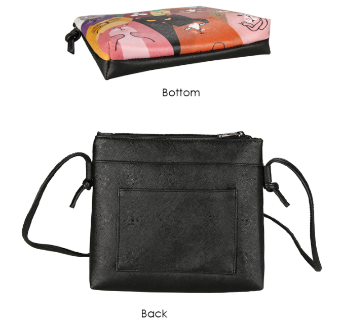 Meowna Lisa Cartoon Cat Leather Messenger Bag (4 Designs)
