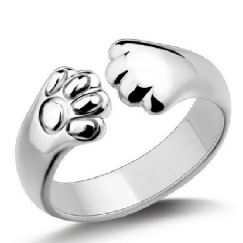 Silver Plated Cat Paw Ring