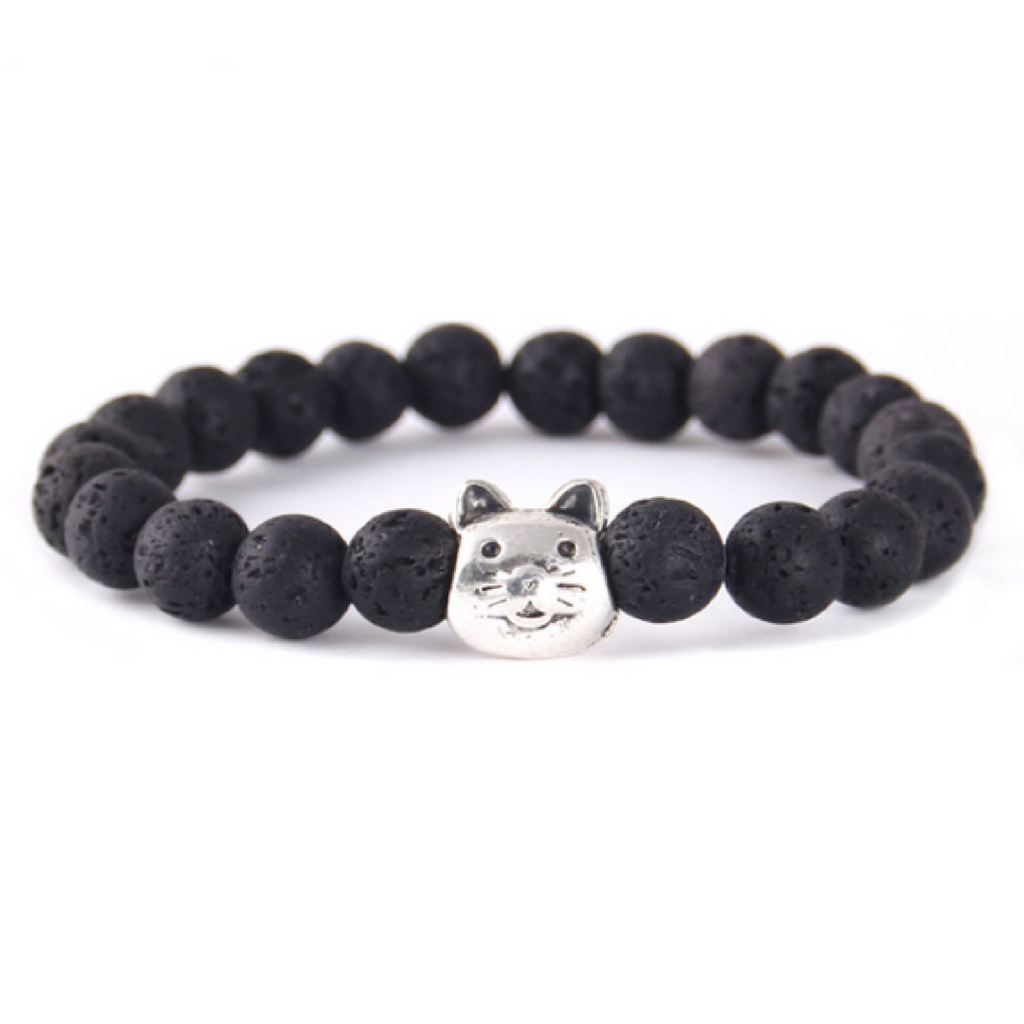 Cat Lover's Lava Bead Bracelet