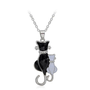 Beautiful White & Black Cat Pendant Necklaces in 8 Unique Designs