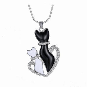 Beautiful White & Black Cat Pendant Necklaces in 8 Unique Designs