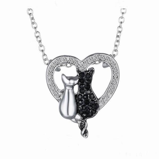 Beautiful White & Black Cat Pendant Necklaces in 8 Unique Designs