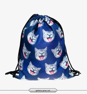 Space Cats 3D  Drawstring Bag/Mini Backpack (11 Designs)