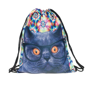 Space Cats 3D  Drawstring Bag/Mini Backpack (11 Designs)