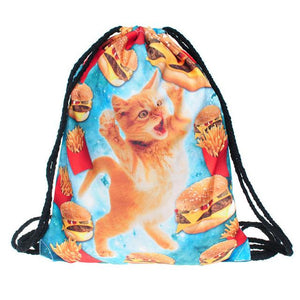 Space Cats 3D  Drawstring Bag/Mini Backpack (11 Designs)
