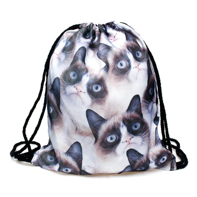 Space Cats 3D  Drawstring Bag/Mini Backpack (11 Designs)