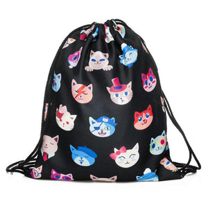 Space Cats 3D  Drawstring Bag/Mini Backpack (11 Designs)