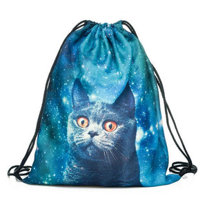 Space Cats 3D  Drawstring Bag/Mini Backpack (11 Designs)