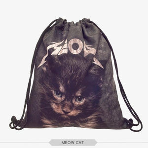 Space Cats 3D  Drawstring Bag/Mini Backpack (11 Designs)