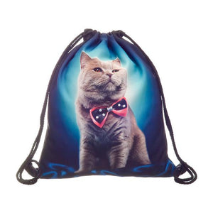 Space Cats 3D  Drawstring Bag/Mini Backpack (11 Designs)