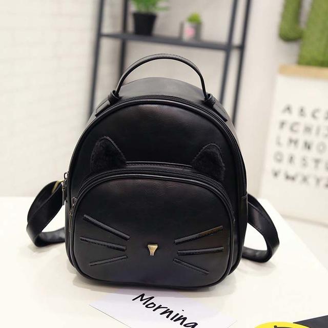 Stylish Leather Cat Face Backpack (4 Colors)