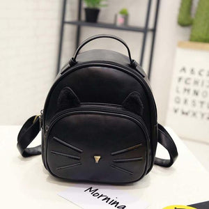 Stylish Leather Cat Face Backpack (4 Colors)