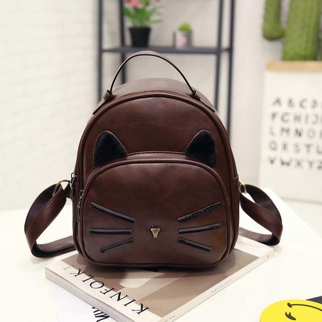 Stylish Leather Cat Face Backpack (4 Colors)
