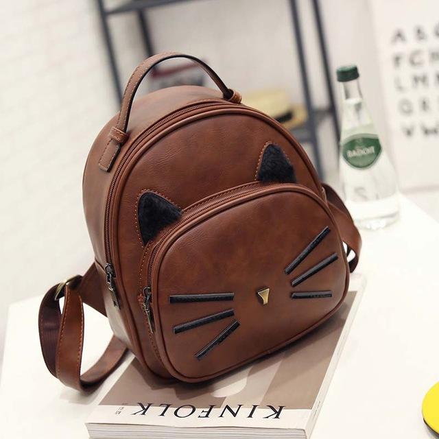 Stylish Leather Cat Face Backpack (4 Colors)