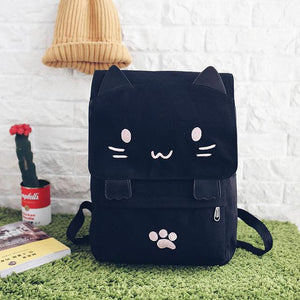 Cute Cartoon Cat Embroidery School Backpack