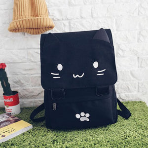 Cute Cartoon Cat Embroidery School Backpack
