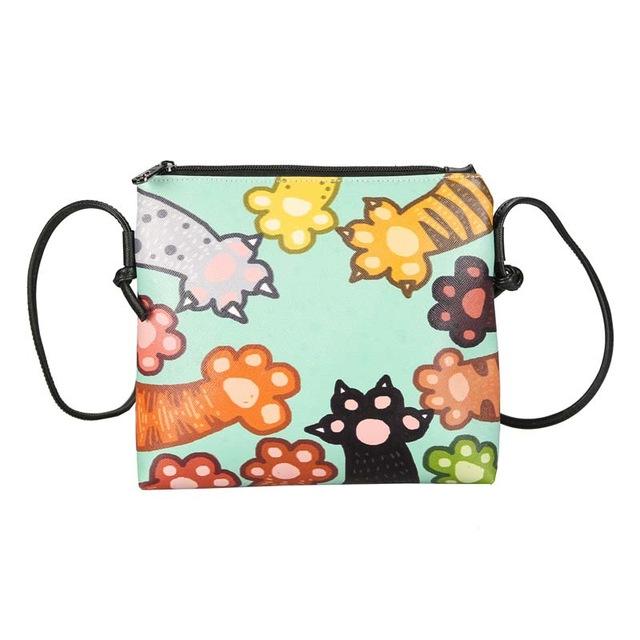 Meowna Lisa Cartoon Cat Leather Messenger Bag (4 Designs)
