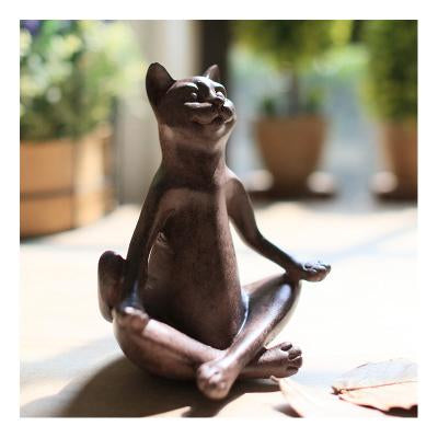 Beautiful Meditating Feline Statue