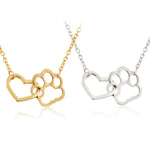 Heart and Cat Paw Pendant Necklace