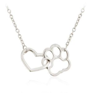 Heart and Cat Paw Pendant Necklace