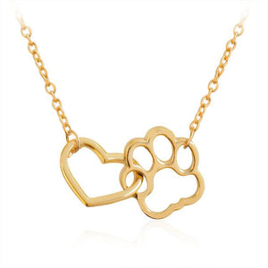 Heart and Cat Paw Pendant Necklace