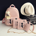 4pc Leather Backpack & Purse Set