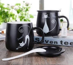 Creative Ceramic Cat Tea Mug with Lid & Spoon 400ml