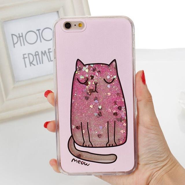 Pink Glitter Cat iPhone Case