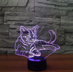 Adorable 3D Cat Optical Illusion LED Lamp with & Colors