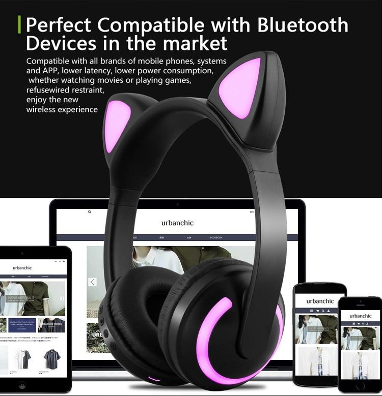 Bluetooth LED Stereo Cat Ears Headphones