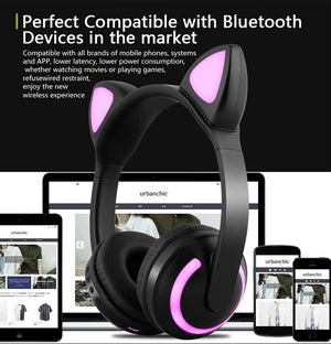 Bluetooth LED Stereo Cat Ears Headphones