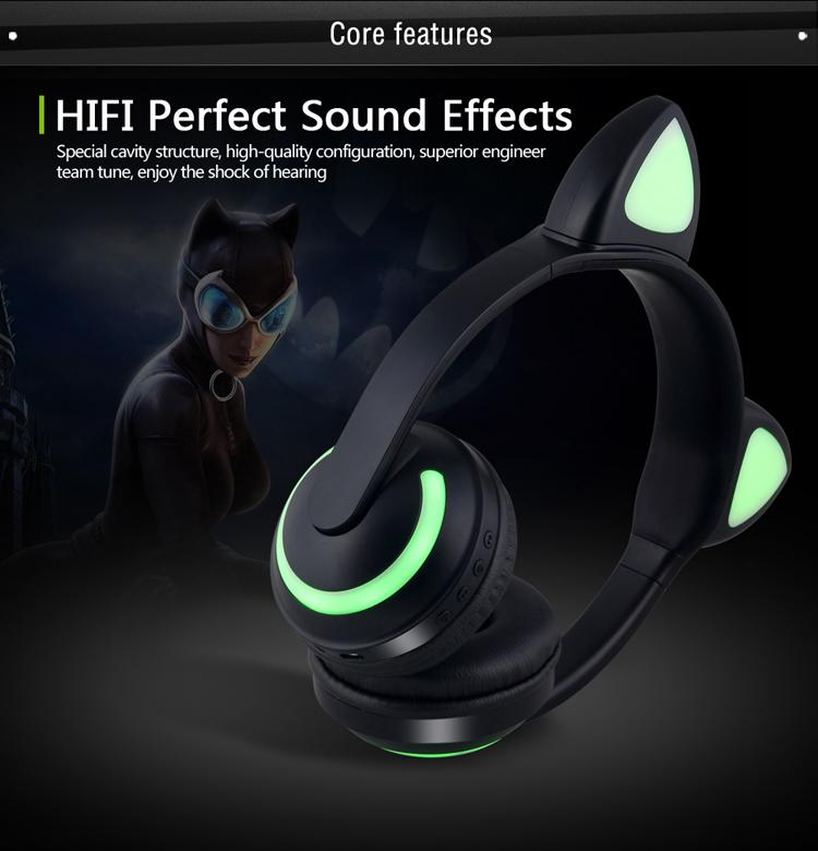 Bluetooth LED Stereo Cat Ears Headphones
