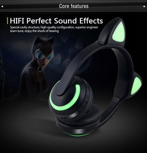 Bluetooth LED Stereo Cat Ears Headphones