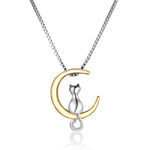 Cat on the Moon Pendant Necklace