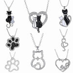 Beautiful White & Black Cat Pendant Necklaces in 8 Unique Designs